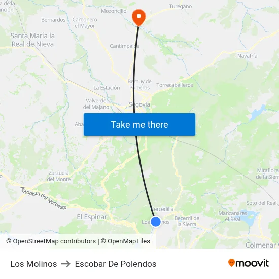 Los Molinos to Escobar De Polendos map