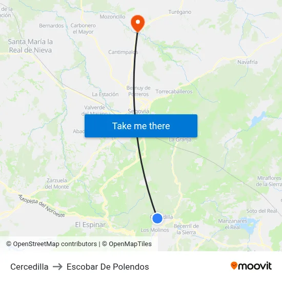 Cercedilla to Escobar De Polendos map