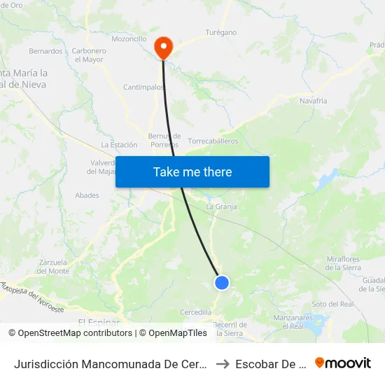 Jurisdicción Mancomunada De Cerdedilla Y Navacerrada to Escobar De Polendos map