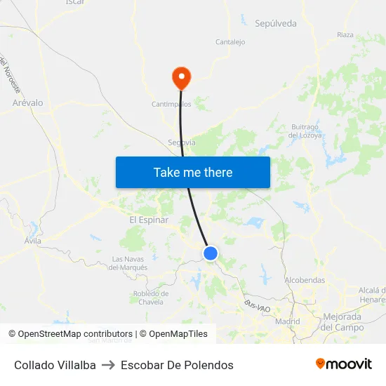 Collado Villalba to Escobar De Polendos map