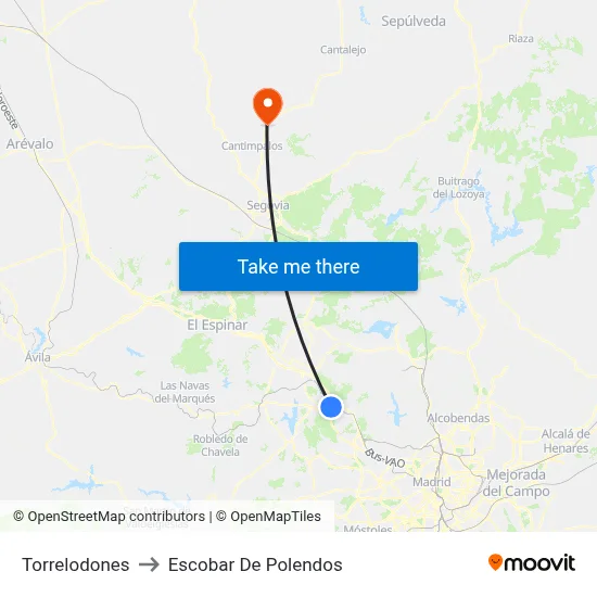 Torrelodones to Escobar De Polendos map