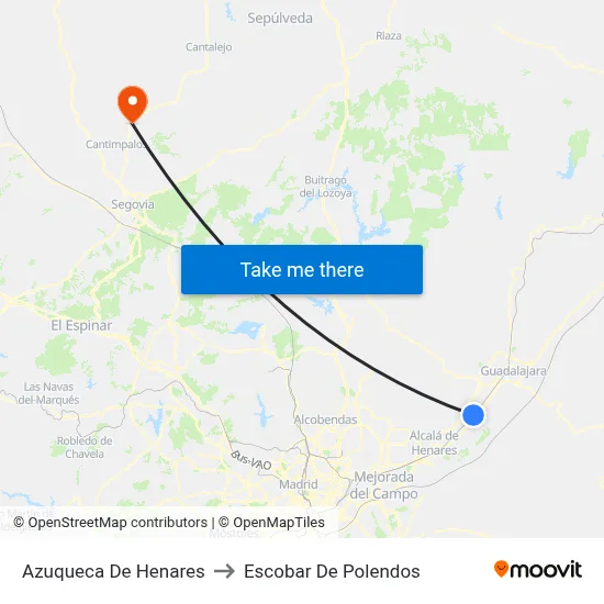 Azuqueca De Henares to Escobar De Polendos map