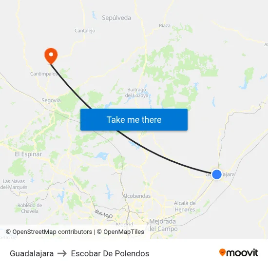 Guadalajara to Escobar De Polendos map