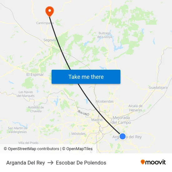 Arganda Del Rey to Escobar De Polendos map