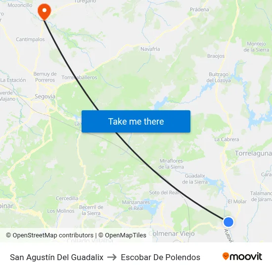 San Agustín Del Guadalix to Escobar De Polendos map