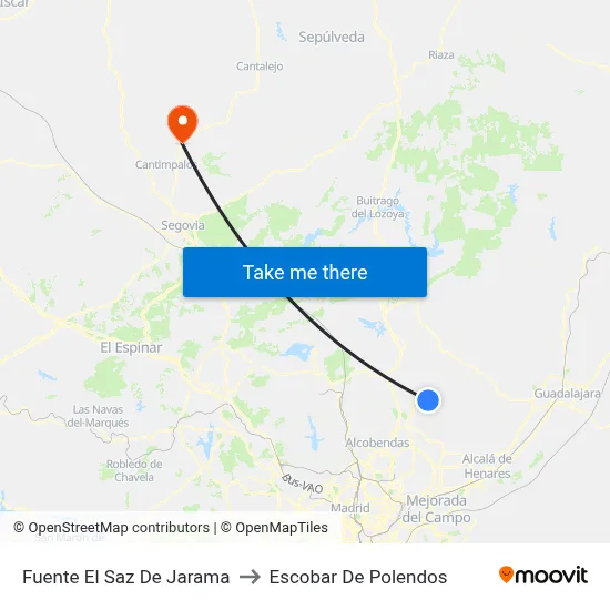 Fuente El Saz De Jarama to Escobar De Polendos map
