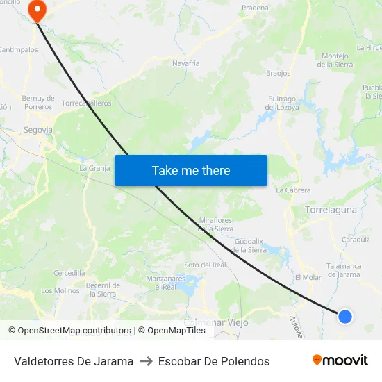 Valdetorres De Jarama to Escobar De Polendos map