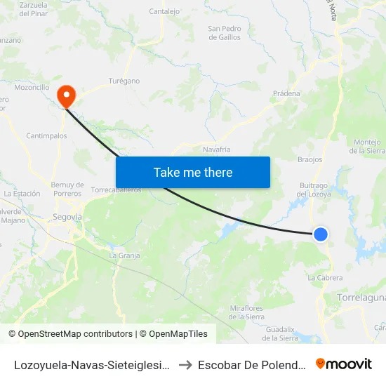 Lozoyuela-Navas-Sieteiglesias to Escobar De Polendos map