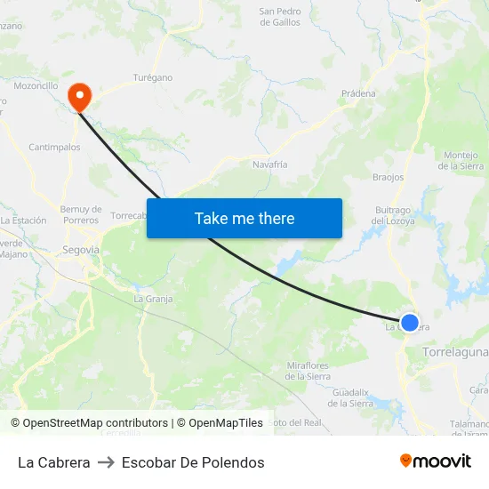 La Cabrera to Escobar De Polendos map