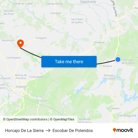 Horcajo De La Sierra to Escobar De Polendos map
