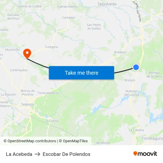 La Acebeda to Escobar De Polendos map