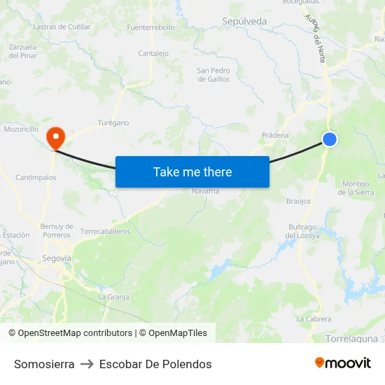 Somosierra to Escobar De Polendos map