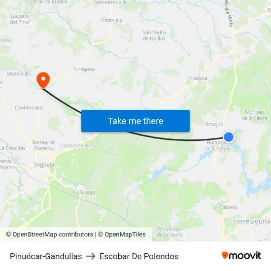 Pinuécar-Gandullas to Escobar De Polendos map