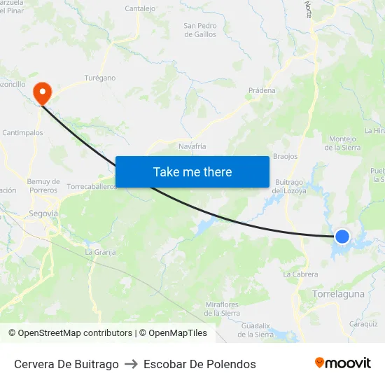 Cervera De Buitrago to Escobar De Polendos map