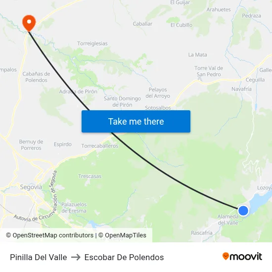 Pinilla Del Valle to Escobar De Polendos map