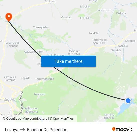Lozoya to Escobar De Polendos map