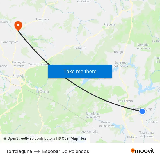Torrelaguna to Escobar De Polendos map