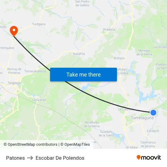 Patones to Escobar De Polendos map