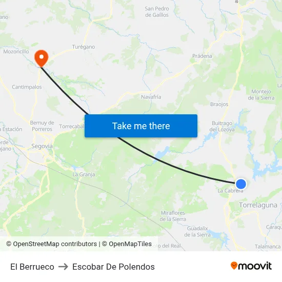 El Berrueco to Escobar De Polendos map