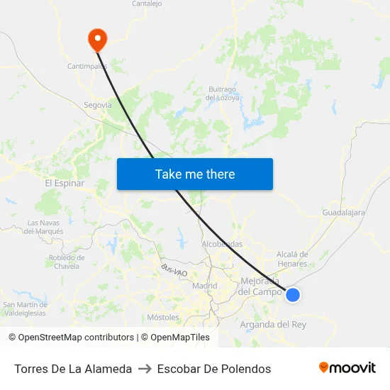 Torres De La Alameda to Escobar De Polendos map