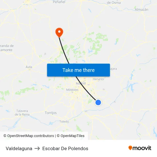 Valdelaguna to Escobar De Polendos map