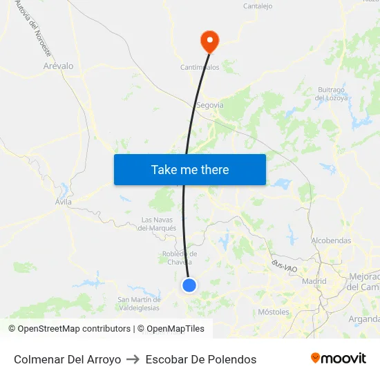 Colmenar Del Arroyo to Escobar De Polendos map