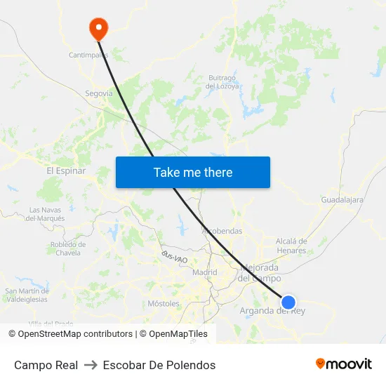 Campo Real to Escobar De Polendos map
