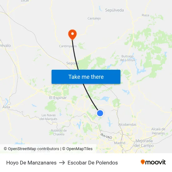 Hoyo De Manzanares to Escobar De Polendos map
