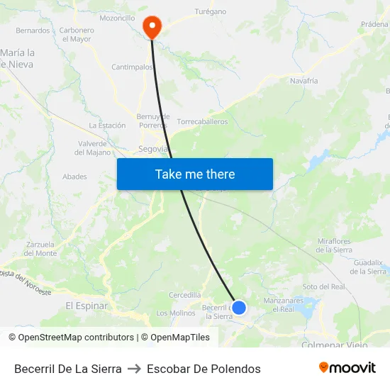 Becerril De La Sierra to Escobar De Polendos map