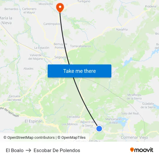 El Boalo to Escobar De Polendos map