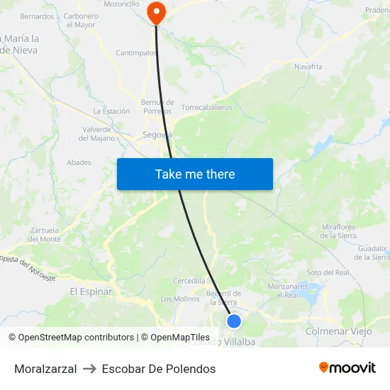 Moralzarzal to Escobar De Polendos map