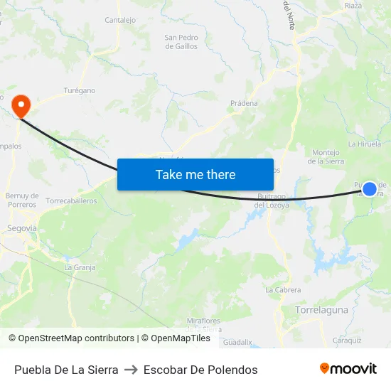 Puebla De La Sierra to Escobar De Polendos map