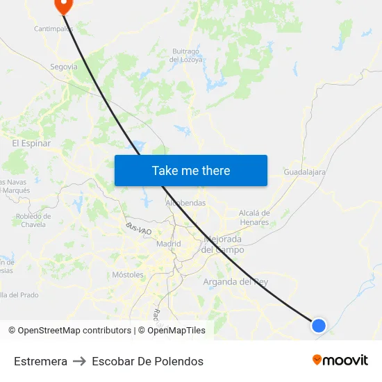 Estremera to Escobar De Polendos map
