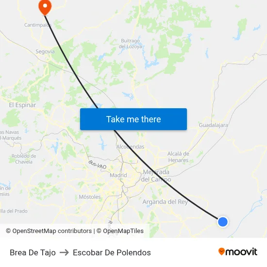 Brea De Tajo to Escobar De Polendos map