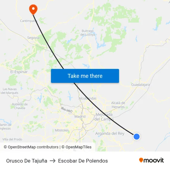 Orusco De Tajuña to Escobar De Polendos map