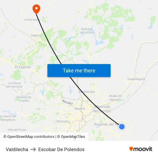 Valdilecha to Escobar De Polendos map