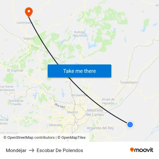 Mondéjar to Escobar De Polendos map