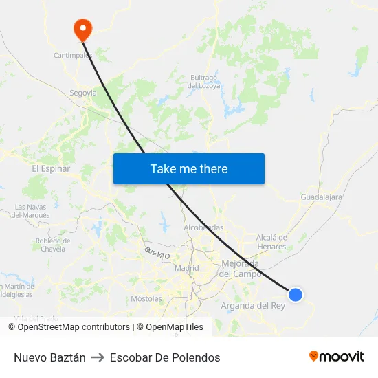 Nuevo Baztán to Escobar De Polendos map