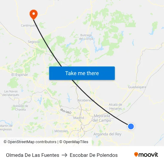 Olmeda De Las Fuentes to Escobar De Polendos map