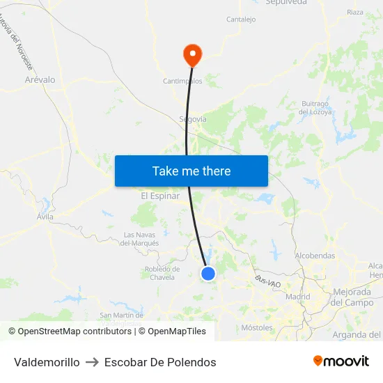 Valdemorillo to Escobar De Polendos map