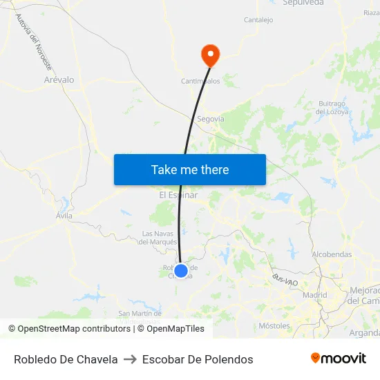 Robledo De Chavela to Escobar De Polendos map
