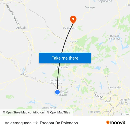 Valdemaqueda to Escobar De Polendos map