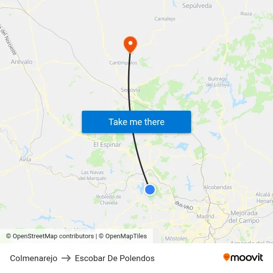 Colmenarejo to Escobar De Polendos map