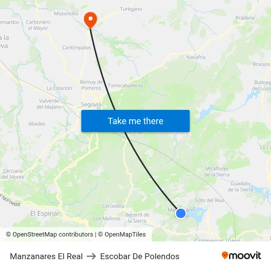 Manzanares El Real to Escobar De Polendos map
