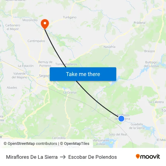 Miraflores De La Sierra to Escobar De Polendos map