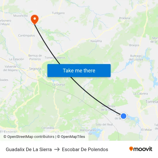 Guadalix De La Sierra to Escobar De Polendos map