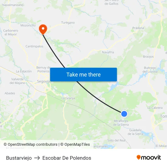 Bustarviejo to Escobar De Polendos map