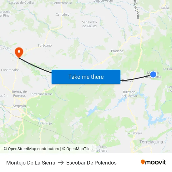 Montejo De La Sierra to Escobar De Polendos map