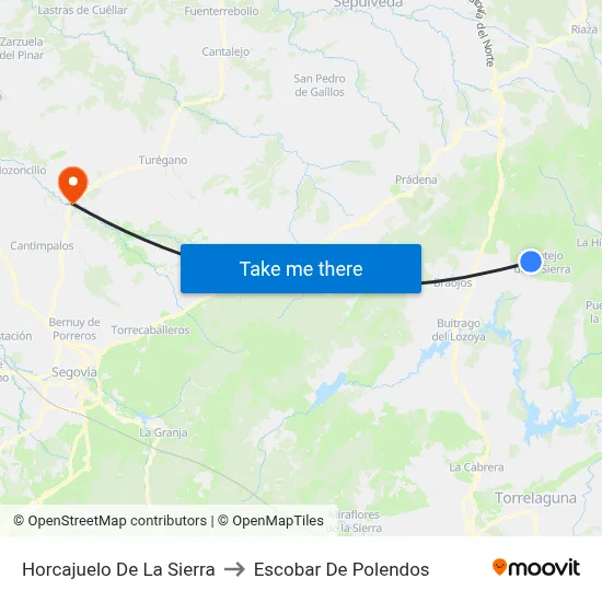 Horcajuelo De La Sierra to Escobar De Polendos map
