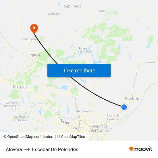 Alovera to Escobar De Polendos map